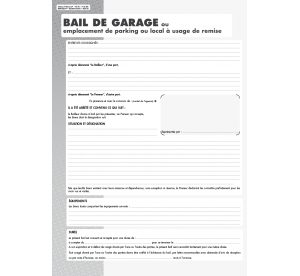 Bail de garage ou Parking,...