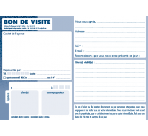 Carnet de Bon de visite Multi-visite poche 2 exemplaires